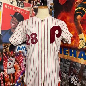 Vintage 1983 Phillies John Denny‎ Wilson Jersey Sz 38 Game Issued 100th Patch